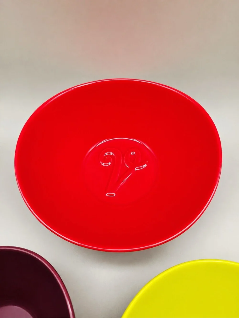Velata Stackable Ceramic Nesting Bowl Set in Purple, Lime & Red